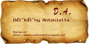 Dékány Antonietta névjegykártya